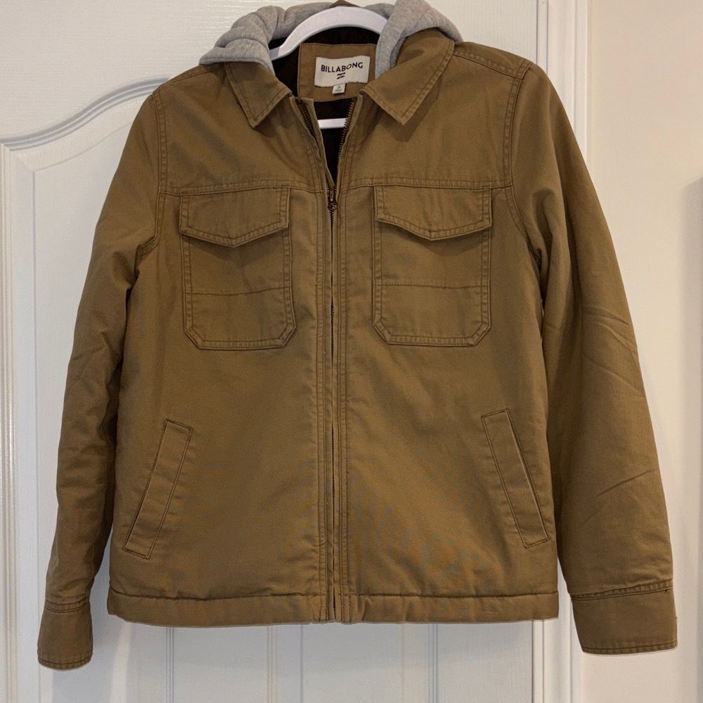 SALE-Billabong Boys Tan Jacket with Gray Hood